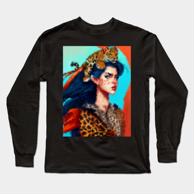 Whispers of Jungle Royalty: Unveiling the Beastly Elegance Long Sleeve T-Shirt by artist369